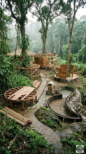 Escape to the Wild: Building the Dream Eco-Resort 🐒🍃 #construction #architecture #adventure