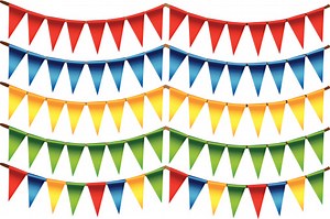Small triangle flags in different colors. Vector illustration.