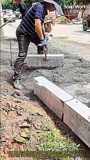 경계석 배치하는 방법: 중장비 없이 무거운 경계석을 혼자서 완벽하게 설치하는 방법 #worker #process #craftsman #handwork #installation