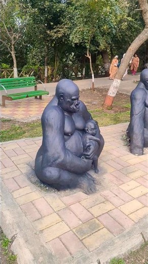 Peaceful garden at Chinchwad gaon #kidsfun #elephant #peacock #punecity walking track, kids park