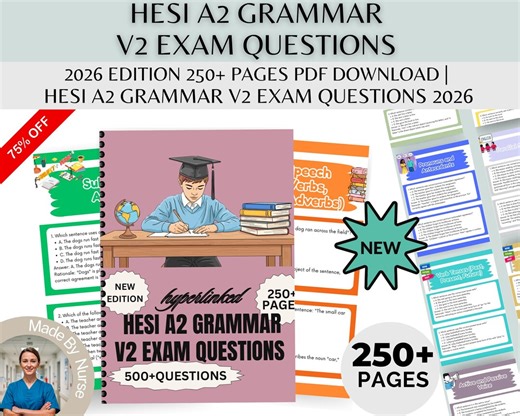 Buy HESI A2 Grammar V2 Exam Prep 2026 – Full Question Bank Online in India - Etsy