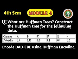 VTU ADA BCS401 | Module 4 | Huffman Tree Construction & Huffman Encoding Solved Problem