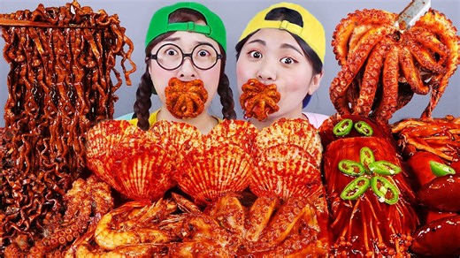 ASMR MUKBANG | 직접 만든 불닭 짜장 버섯 양념치킨 소세지 먹방 & 레시피 fried chicken and fire noodles DONA 도나