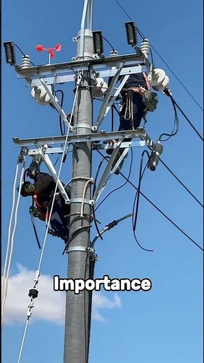 Linemen at Work Power Pole Maintenance & Installa #shortsfeed