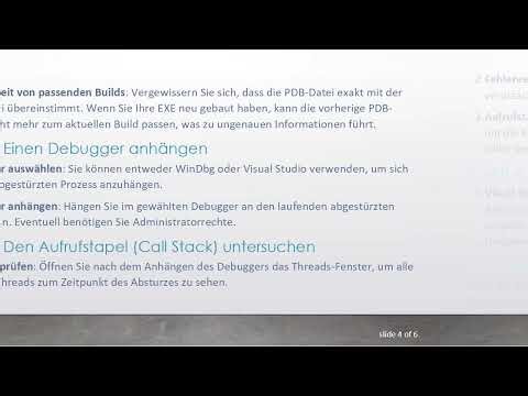 Wie man einen Stack Trace erhält, wenn Ihr C+ + -Programm mit MSVC 2005 abstürzt