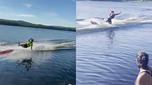 Family tries to catch a frisbee while riding on a boogie board *THEY WEREN'T READY!*