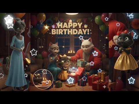 ✨ Magical Cat Birthday Party 🎂🐾 | Cute Family Celebration 🎉