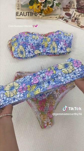Chic floral bikini set with frill bandeau top and high-waisted bottoms — cute, flattering, and perfect for beach holidays or summer poolside fun! 🏝️☀️👙🥰🥰#TikTokMadeMeBuyIt #SummerSale #TikTokShopSummerTurnUp #Yoga #IDY #InternationalDayofYoga #BeChicBeMindful #FloralBikini #WomensSwimwear #HighWaistBikini #CuteSwimsuit #BeachOutfit #VacationEssential #SummerBikini #BandeauSwimTop #FrillDetail #SlimmingSwimwear #SexyButModest #PoolsideLook #TummyControlSwimsuit #StretchFabric #ComfortSwimwear