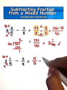 49K views · 899 reactions | Subtracting Fractions from a Mixed Number‼️ #basicmath #fractions #mathematics #teachergon #mathreview #mixednumbers #subtraction | Ako si Teacher Gon | Facebook