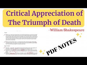 Critical Appreciation of 'The Triumph of Death' || William Shakespeare || Sonnet 71 || Our Guruji
