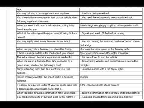 California Driver Handbook Questions Flashcards