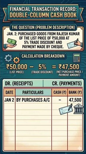 Double Column Cash Book Question Solution #shorts