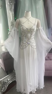 Crystal Web Gown 💎🕸️ Reworking a simple silk slip dress & crystal harness into something ethereal ✨ #fairy #ethereal #etherealessence #crystal #bodyharness #dimonds #fairydress #fantasygown #upcycling #fae | Firefly Path