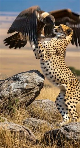 Great American Vulture vs Hungry Cheeta Epic Battle Unfolds #wildlife #nature #predator