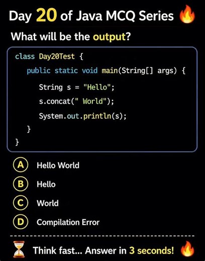 What Will be output? #corejava #interviewquestions #programming #java4quicklearning