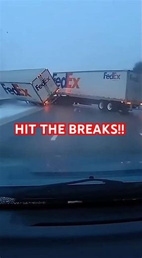 Black Ice Sends Trucks Sliding on I 90 Dash Cam