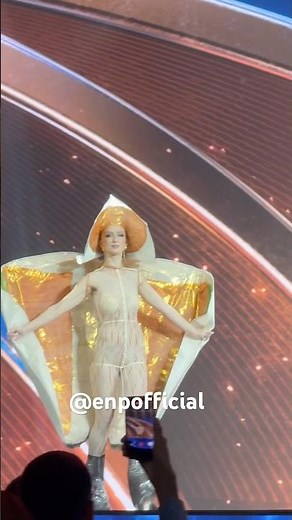 Salmon-inspired national costume of Miss Universe Norway 2025 Leonora Lysglimt-Rødland