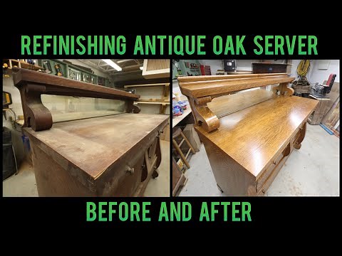 Refinishing Antique Tiger Oak Server | 1.8.20 | Furniture Repair Restoration | How To Woodworking