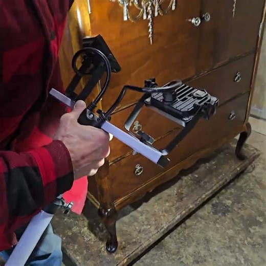 Antique dresser gets new clear shellac finish in spray booth
