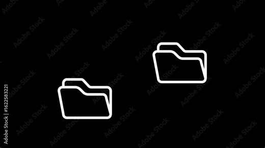 Fast file transfer animation Icon showcasing quick torrent-like copying of data between folders on a computer with sleek icon motion graphics.