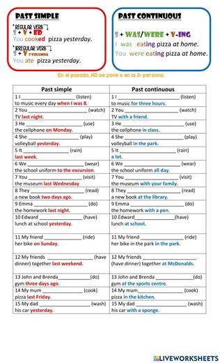 Past simple vs Past Continuous interactive exercise for 6º