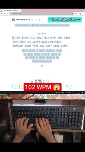 102 WPM Typing Speed 🔥 | Fast & Accurate Keyboard Skills #102wpm #fasttyping #raushantypingmaster