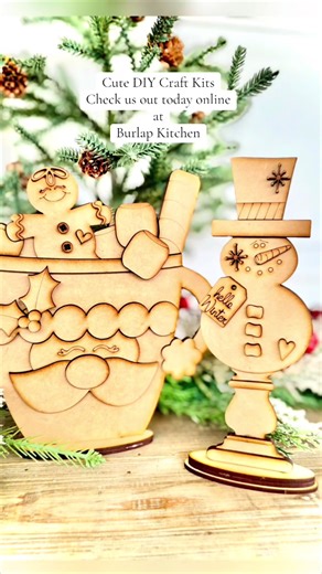 Burlap Kitchen has Laser-Cut DIY Craft Kits for all seasons!❤️🎄❄️ Have fun assembling our diy kits and crafting them to your liking! These are so much fun for diy craft night parties, unique gifts, or for you to craft up and use for your home decor 🥰💗🤩#christmas #creative #craft #diy #decor