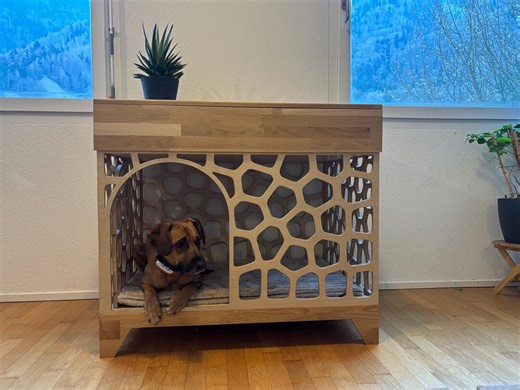 Handmade Swiss Dog Crate Furniture | Modern Indoor Wooden House With Solid Oak Top - Etsy Australia