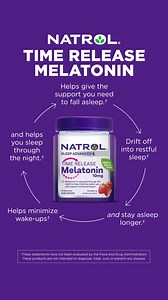 With Natrol Time Release Melatonin, you get the support to fall asleep, stay asleep, and wake up refreshed.  Say goodbye to restless nights and hello to sustained, quality sleep! Shop now on Amazon.  #natrolmelatonin #timerelease #Natrol #sleep #SleepBetter | Natrol | Facebook