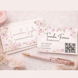 Editable Canva Card |lavender Floral Business Card Template | Feminine Boutique Branding | Watercolor Flowers | Custom Visiting Card - Etsy Canada