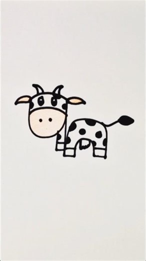 Make a cute cow with this fun drawing trick! ✏️🐮 #kids #kidsart #drawing #learn #fun