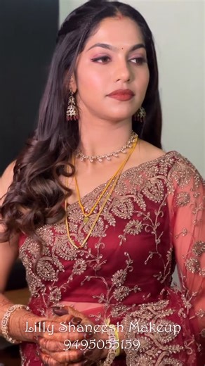 Lilly Shaneesh on Instagram: "Sweetest bride Shree Iyer from Uduppi#receptionmakeup#uduppi#recepcion#receptionsaree"