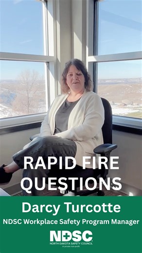 Meet the Team! We challenged NDSC Workplace Safety Program Manager, Darcy, to a rapid-fire Q&A so that you can learn more about the person behind the role. #MeetTheTeam #CoworkerSpotlight | North Dakota Safety Council