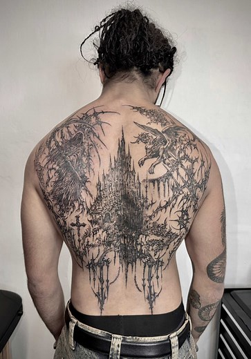 Grim Reaper,Castle,Gargoyle #cybersigilism #sigilismtattoo #cybersigilismtattoo #sigilism #neogothic