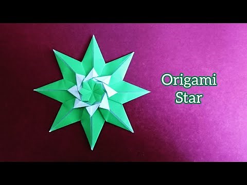Origami 8-Point Star with Flower 折纸八角星