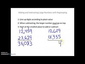 Adding and Subtracting Large Numbers with Regrouping - Notes 4th Grades