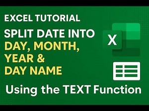 Excel Tutorial: Split Date into Day, Month, Year & Day Name Using the TEXT Function Beginners Guide