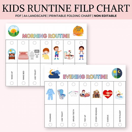Morning Routine Chart Printable, Flip Chart, Morning Routine Flip Chart, Flip Chart for Kids, Visual Schedule for Kids, Toddler Chore Chart - Etsy