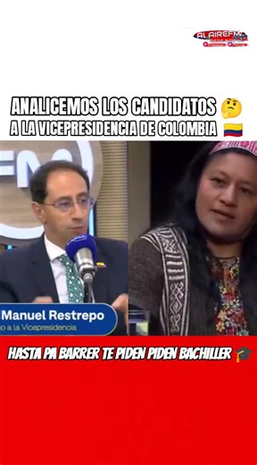 Analicemos las propuestas de los candidatos a la vicepresidencia de Colombia 🇨🇴, en Colombia hasta para barrer te piden bachiller #aidaquilcué #manuelrestrepo