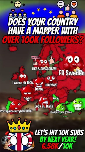🤑MAPPERS WITH OVER 100K SUBS!🤑#europe #subscribe #geographythroughmaps #mapping #geography #mapguide