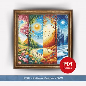4 Seasons Cross Stitch Pattern Bundle, Spring Cross Stitch Pattern, Autumn Embroidery Design, Needlepoint,cross Stitch PDF Pattern File, DIY - Etsy