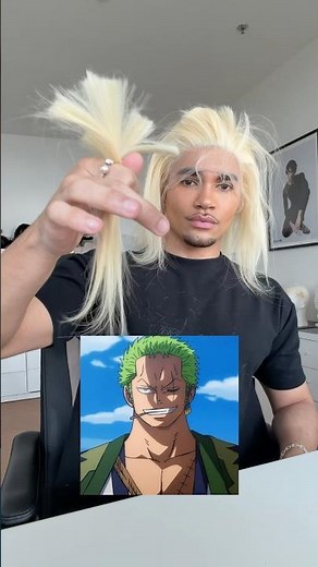Zoro hairstyle transformation ⚔️😳 turning a wig into One Piece hair #onepiece #zoro