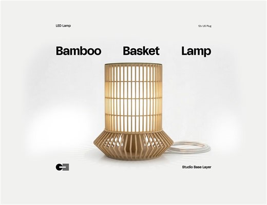 Bamboo Basket Lamp - Japanese Inspired LED Lamp: Wired, 3D Printed - Etsy