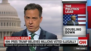 Jake Tapper: There is a reason White House is providing no evidence about the voter fraud claim – there is no evidence. It is not true. http://cnn.it/2j1ZMuO | The Lead with Jake Tapper