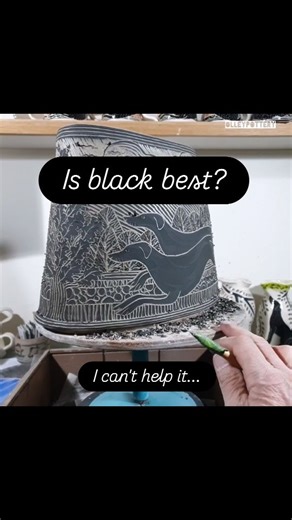 Somehow I always work my way back to black. Black and white sgraffito pottery... it's timeless isn't it? Black Labradors, I've drawn them different ways, with different colour backgrounds but black I keep coming back to. #sgraffitopottery #blackandwhitepottery #ceramiclicious #dogart | Olley Pottery