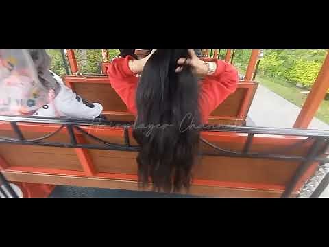 a hair play session on a public tour bus #hairplay #longhair #public #outdoors