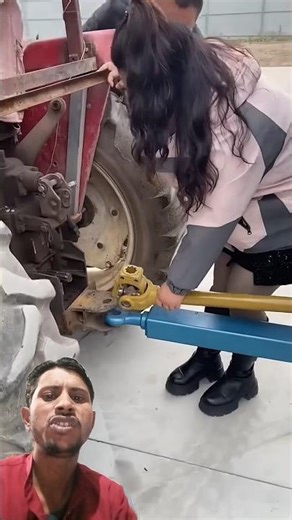 tractor mein agriculture machine ke PTO gear joint ko lagate hue #farming #tractor #song #shorts