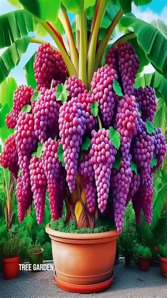 363K views · 2.6K reactions | Enjoy grape harvest on a banana tree with new grafting #satisfying #shorts #farming #grapes #banana #gardening #bhfyp #nutrition #fruitlover #fruits #fitness #fruitgarden #shortsfeed #instagram #tree #fruittree #fruittrees #grafting #reelsvideo #shortsreels #shortsviral #garden #shortsvideo #satisfying #fruit #shots #reelsfb #fruitsalad #freshfruit #agriculture #trees | Tree Garden | Facebook
