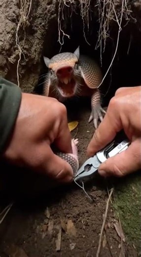Hands Twisting Wire in a Tight Forest Den