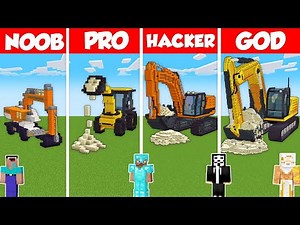 EXCAVATOR CAR HOUSE BUILD CHALLENGE - Minecraft Battle: NOOB vs PRO vs HACKER vs GOD / Animation